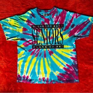 Vintage Eye Dye T-Shirt | 90s Seniors Class Tee | Band Tour Style Graphic | XL